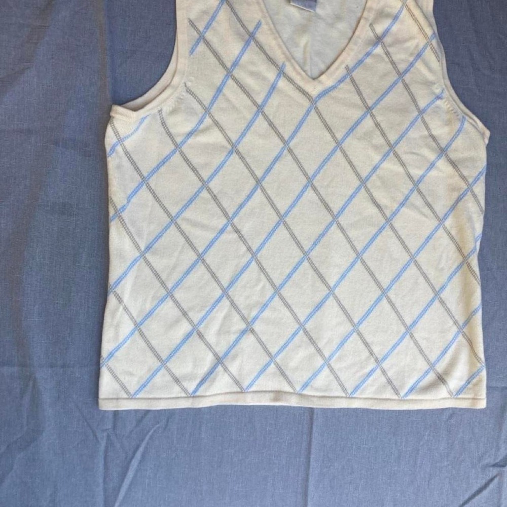 Sport Haley pale yellow and blue argyle vest Preppy golf twee academia pastel
